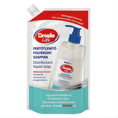 BradoLife fertőtlenítő folyékony szappan utántöltő (500 ml)