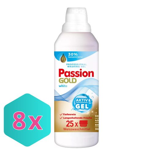 Passion Gold  mosógél fehér ruhákhoz 1L / 25 mosás KARTON - 8db