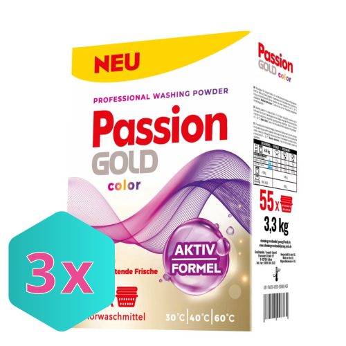 Passion Gold  színes mosópor 3,3kg / 55 mosás KARTON - 3 db