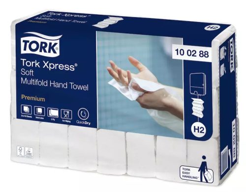 Tork kéztörlő H2 Premium Interfolded kéztörlő, soft, 2r., 110lap/csg, 21csg/karton
