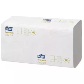   Tork kéztörlő H2 Premium Interfold, extra soft, 2 rétegű, 100 lap/csg, 21 csg/karton (32 karton/raklap)