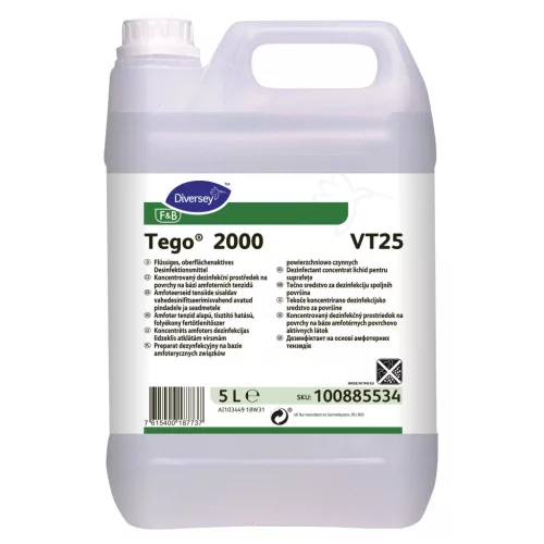 Tego 2000 VT25 5L - Amfoter tenzid alapú, tisztító hatású, folyékony fertőtlenítőszer