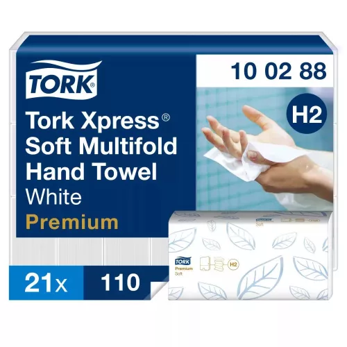 Tork kéztörlő tömörített H2 Soft Multifold "XPRESS" Premium, 2r., 170lap/csg, 12csg/karton