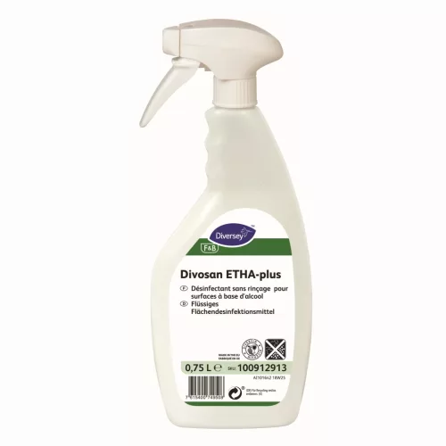 Divosan ETHA-plus 0.75L - Etanol alapú általános fertőtlenítőszer felületek rendszeres fertőtlenítésére