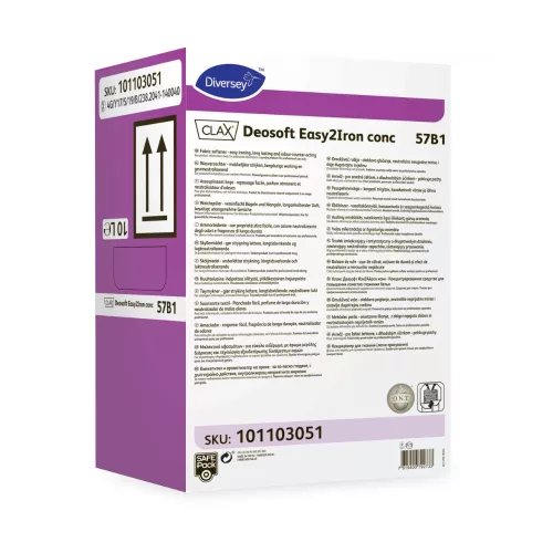 Clax Deosoft Easy2Iron conc 57B1 prémium minőségű, vasaláskönnyítő hatású öblítőszer koncentrátum, szagsemlegesítő hatással Safepack kiszerelésben 10L