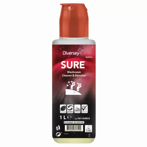 SURE Washroom Cleaner & Descaler AC 1L - Savas fürdőszobai tisztítószer, növényi alapú, 100%-osan lebomló