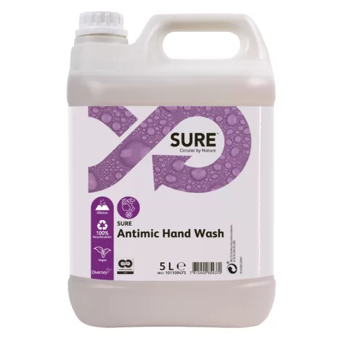 Sure Antimic Hand Wash tejsav alapú, fertőtlenítő hatású folyékony szappan, 100%-osan lebomló 5L (2db/karton)
