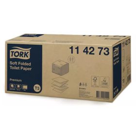   Tork toalettpapír T3, hajtogatott Premium soft, 2r., fehér, 252lap/csg, 30csg/karton
