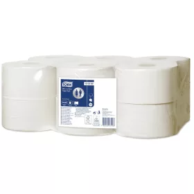   Tork toalettpapír T2 mini Jumbo Advanced szürke levélmintával, 2r., fehér, 170m/tek, 12tek/karton