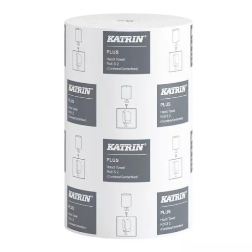 Katrin kéztörlő tekercses Plus S2 2r., fehér, 60m/tek, 12tek/karton, 40karton/raklap