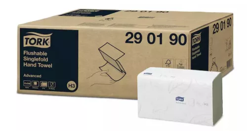 Tork kéztörlő H3 Z hajtogatású, toalettbe dobható Advanced extra fehér - 2r, 250 lap/csg, 15 csg/karton