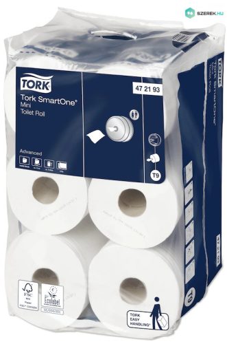 Tork toalettpapír T9 SmartOne mini Advanced 2r., fehér, 620 lap/tek, 12 tek/karton (36 karton/raklap)