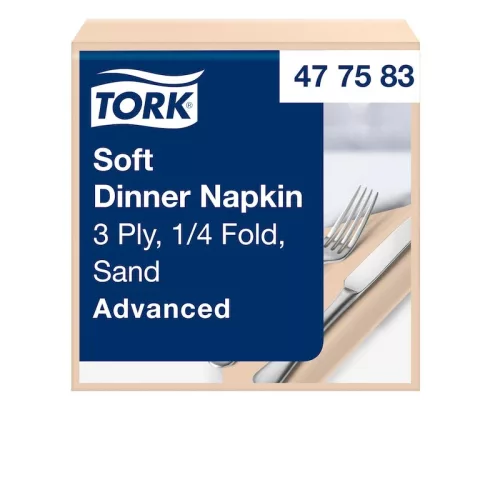 Tork szalvéta Soft Dinner 3r., 39X39, CSONT, 100db/csg, 12csg/karton