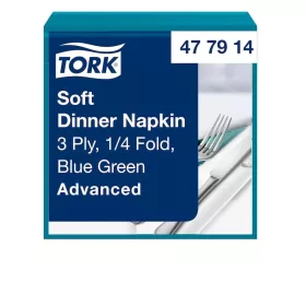   Tork szalvéta Soft Dinner 3r., 39X39, KÉKESZÖLD, 100db/csg, 12csg/karton