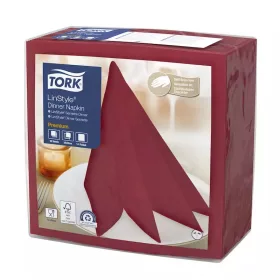   Tork szalvéta Linstyle, premium textilhatású, BURGUNDI, 39/1, 50db/csg, 12csg/karton
