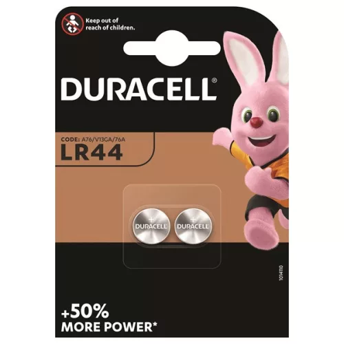 Duracell gombelem alkáli LR44 1,5V-os (2db/csg)