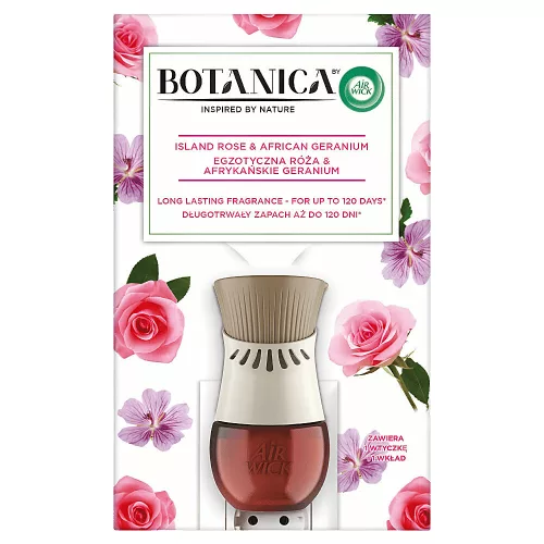 Air Wick Botanica légfrissítő készülék & utántöltő Szigeti rózsa és Afrikai geránium illatú 19 ml