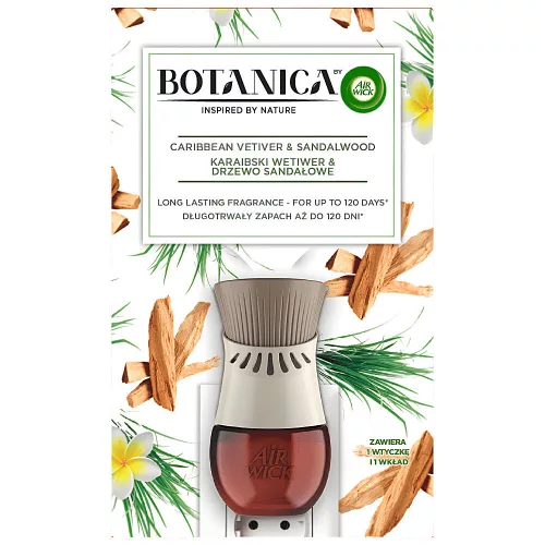 Air Wick Botanica légfrissítő készülék & utántöltő Karibi vetiver és szantálfa illatú 19 ml