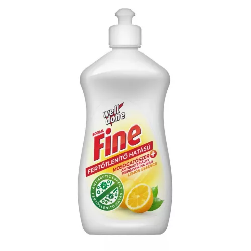 Well Done Fine Fertőtlenítő hatású mosogatószer 500ml (21db/karton) Lemon Essence