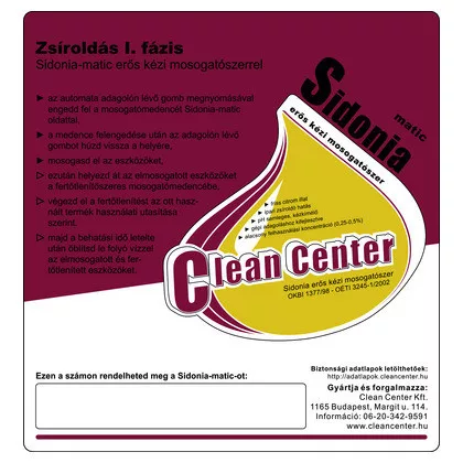 Clean Center Sidonia-matic I. fázis kísérőmatrica