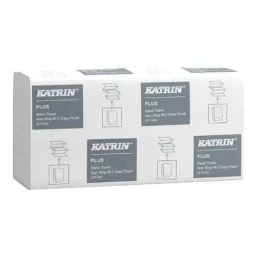 Katrin Plus Non Stop M2 Easy Flush Z hajtogatott, 2 rétegű, fehér, 24X20,3cm/lap, 160 lap/csg, 15csg/karton 