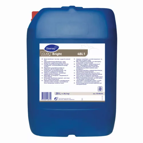 Clax Bright 4BL1 20L - Folyékony, fertőtlenítő hatású, oxigén bázisú fehérítő alacsony hőfokú mosáshoz, színes textíliákhoz is