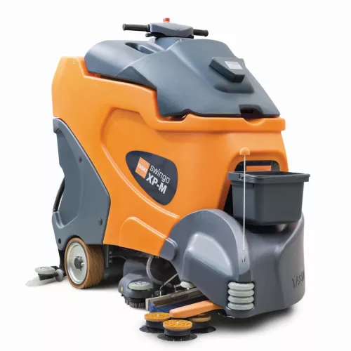 TASKI swingo XP-M B BMS IntelliSweep akkumulátor üzemű, kisméretű, ráállós súroló- és söprőgép