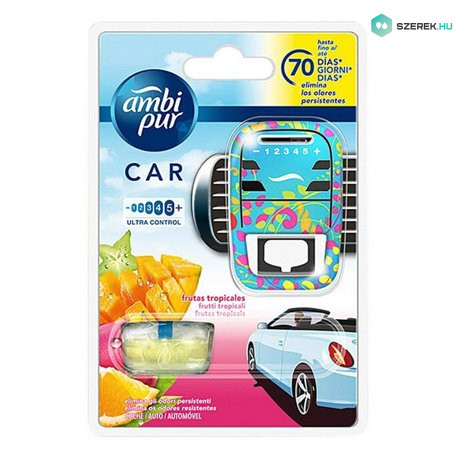 Ambi Pur Car autóillatosító készülék+utántöltő 7ml (6db/karton) frutas tropicales