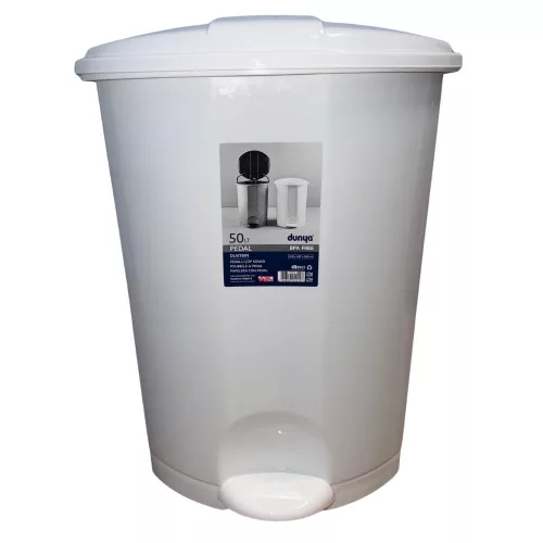 Dunya szemetes pedálos 41,8 x 40,7 x 56,3 - 50L (2db/karton) - Fehér