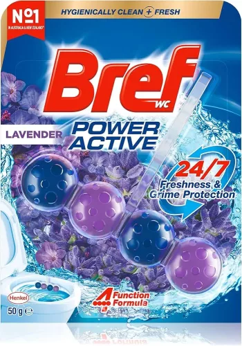 Bref wc tisztító golyós (1DB-OS, 10db/karton) 50g power aktiv lavender