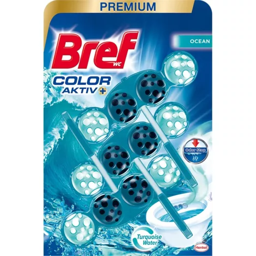 Bref wc tisztító golyós Mega Pack (3DB-OS, 9csg/karton) color aktiv 3X50g turquise OCEAN