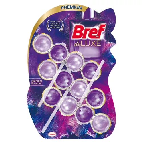 Bref wc tisztító golyós Mega Pack (3DB-OS, 9csg/karton) de luxe 3X50g midnight bouquet