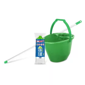   Bonus Felmosó szett-vödör ZÖLD 11L  csavaró kosár, felmosó nyél 120cm Softmop 160gr
