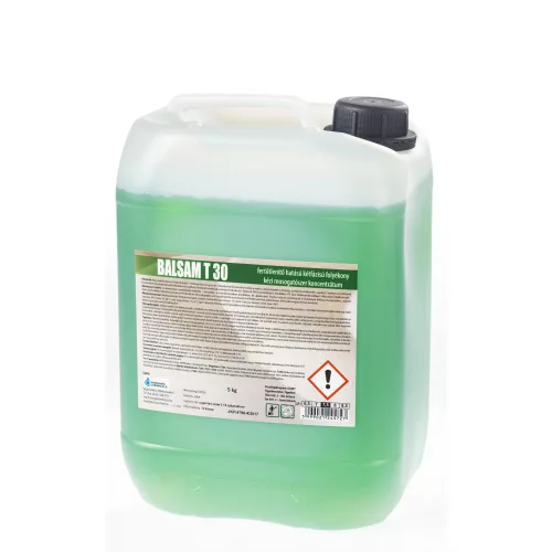 Balsam T-30 fertőtlenítő hatású, citrom illatú, kétfázisú folyékony, kézi mosogatószer kiemelt zsíroldó hatással, bőrkímélő tulajdonsággall, baktericid, yeasticid, MRSA hatású 5kg