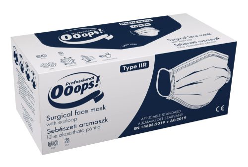 Ooops! Professional sebészeti arcmaszk 3 rétegű Type IIR kék (50 db)