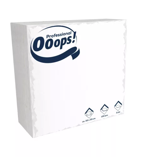 20 x 100 lap Ooops! Professional szalvéta 2 rétegű fehér 33 x 33 cm