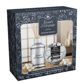 Tesori d'Oriente Muschio Bianco ajándékszett (pálcás illatosító 200 ml és illatgyertya 109 g)
