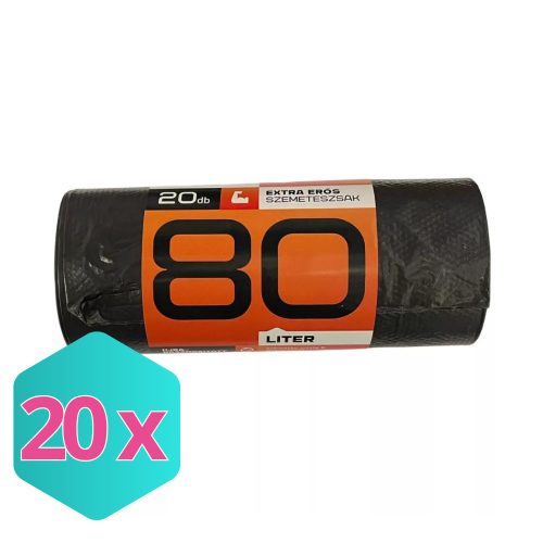 Mamuth szemeteszsák extra erős, 80L, 80x60cm, 20db/tekercs KARTON - 20 db