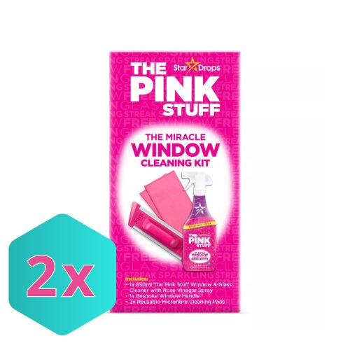The Pink Stuff Miracle ablaktisztító szett (Pink Stuff ablaktisztító 850ml + Pink Stuff mikroszálas ablaktisztító párna fogantyúval)  KARTON - 2 db
