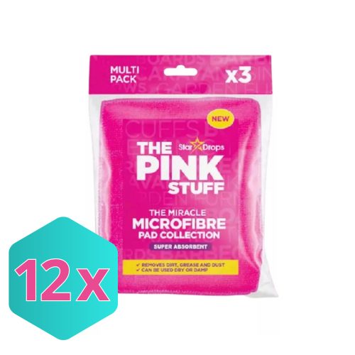 The Pink Stuff Mikroszálas tisztítópárnák - rózsaszín (3 db) KARTON - 12 db