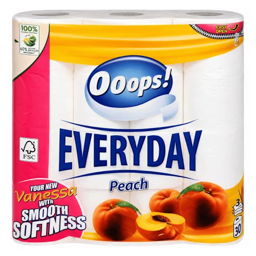 Ooops! Everyday toalettpapír kistekercses 3 rétegű, barack 32tek/csg