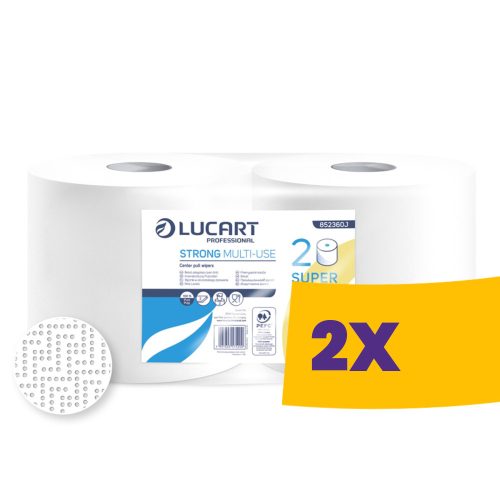 Lucart Strong Multi-Use ipari törlőpapír 25cm átm. - 2 rétegű, hófehér, 175m (Karton - 2 tekercs)