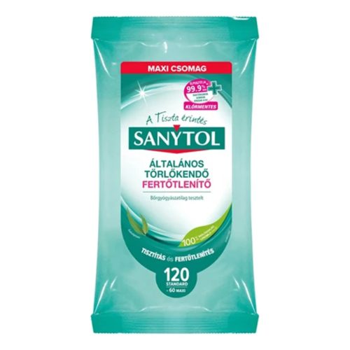 Sanytol fertőtlenítő tisztító kendő 120db/csg