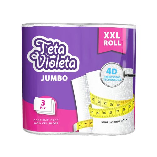VIOLETA háztartási papírtörlő JUMBO XXL prémium, 3 rétegű, 2 tekercs (6db/karton)