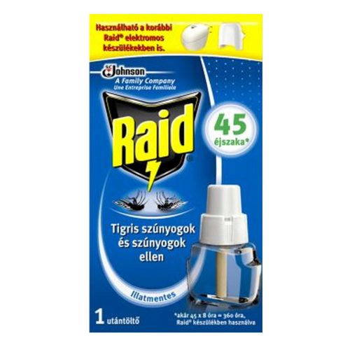 Raid Elektromos 45 éjszakás szúnyogirtó illatmentes UTÁNTÖLTŐ folyadék 27 ml (12db/karton)