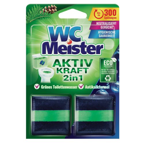 WC Meister Aktiv Kraft 2in1 WC tartálytabletta erdei illattal (2x50 g)