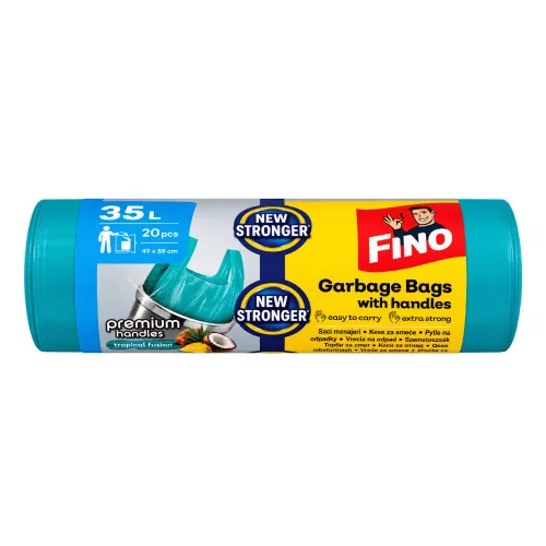 Fino Premium köthető füles, "Smart handles" trópusi kókusz és ananász illat, 35 l, 20db/tekercs 49x59cm