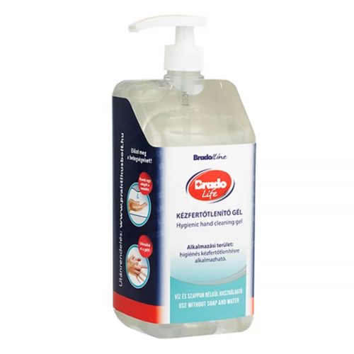 Bradolife kézfertőtlenítő gél pumpás 1,5L (10db/karton)