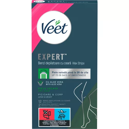Veet Expert használatra kész hideggyanta szalagok - száraz bőrre 12 db