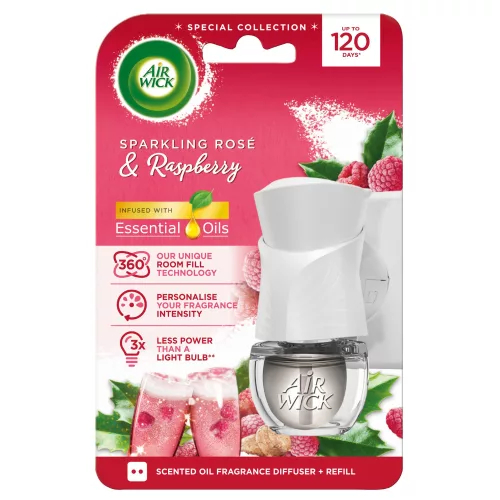 Air Wick Elektromos légfrissítő készülék és utántöltő Rozé Pezsgő és Málna (19 ml)
